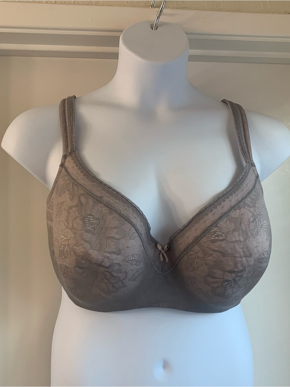 Cacique Women's Unlined Full Coverage Bra with Lace - Gray & Pink 44DDD